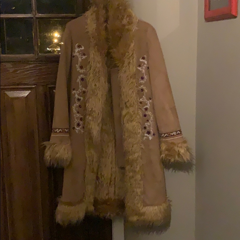 Fur lined suede jacket